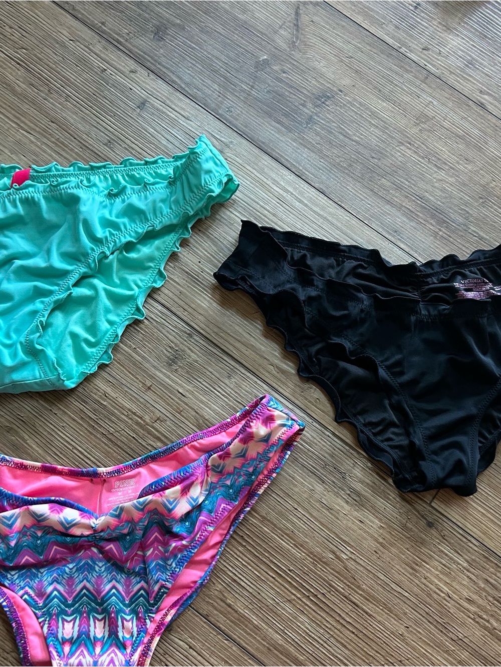 Victoria's Secret Bikini Bottoms - Turquoise, Black, Pink Multi